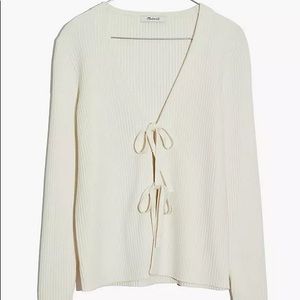 Madewell Tie-Front Bellemoor Ribbed Cardigan Sweater